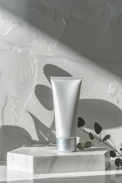 Tube en aluminium gris clair pour les produits de soins de la peau