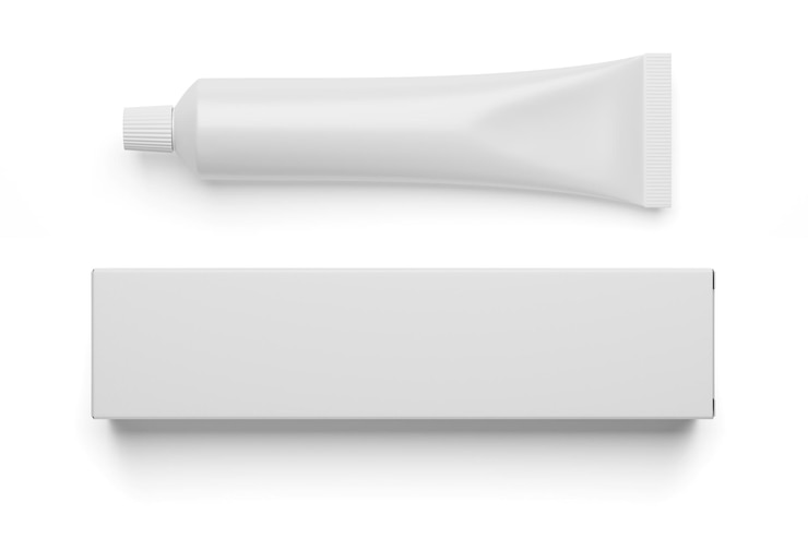 Photo tube et boîte cosmétiques blancs vierges isolés sur fond blanc illustration du rendu 3d