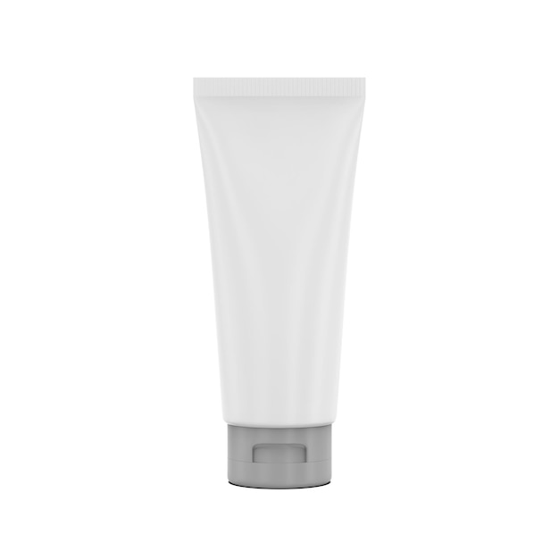 un tube de crème blanche est représenté sur un fond blanc