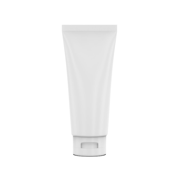 un tube de crème blanche est représenté sur un fond blanc