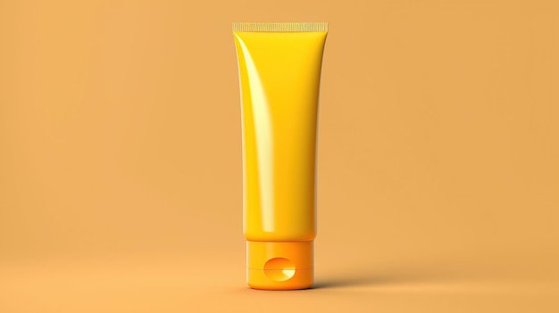 Tube de crème pour les mains à l'ombre jaune vide minimaliste simple IA générative