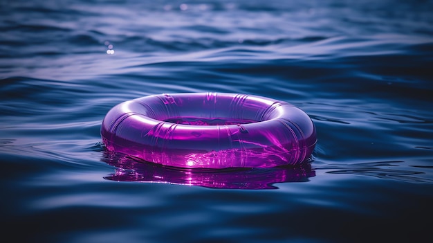 Photo un tube violet flottant sur l'eau