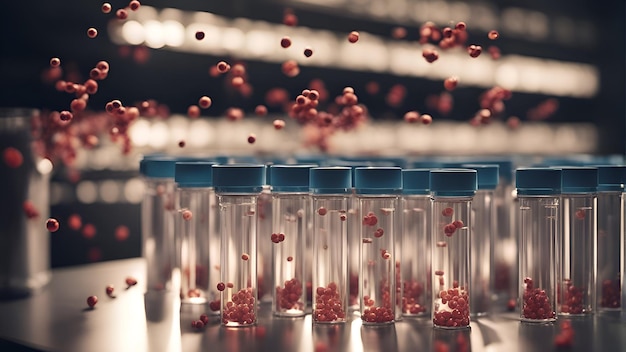 Des tubes d'essai de laboratoire remplis d'échantillons de sang