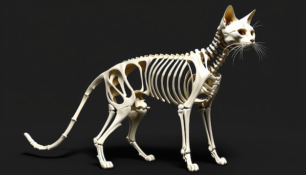 Étude anatomique du squelette de chat en 3D