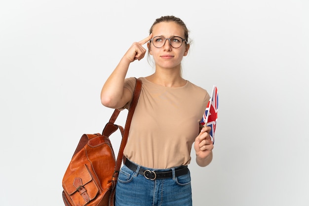 Étudiant anglais isolé sur blanc