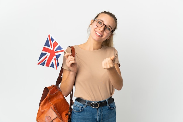 Étudiant anglais isolé sur blanc