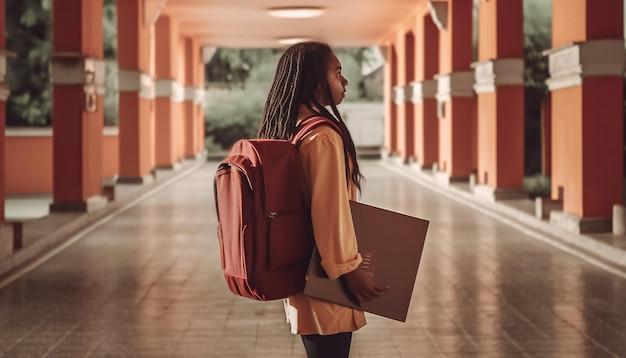 Étudiant marchant avec des portfolios