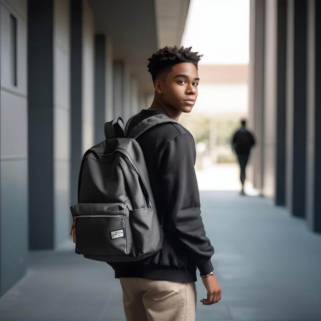 Étudiant noir avec un sac à dos