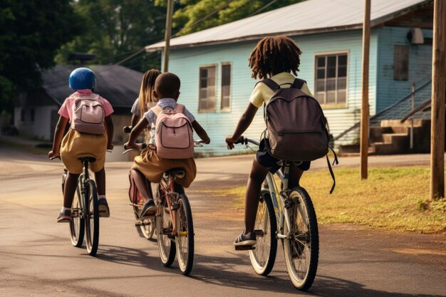 Étudiant à vélo retour à l'école