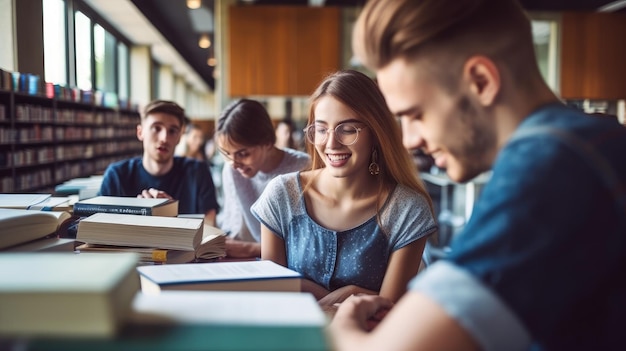 Étudiants qui étudient dans une bibliothèque