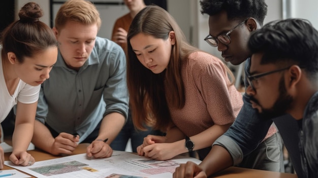 Étudiants travaillant ensemble sur un projet