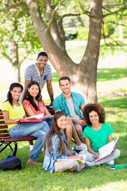 Étudiants universitaires étudiant sur le campus