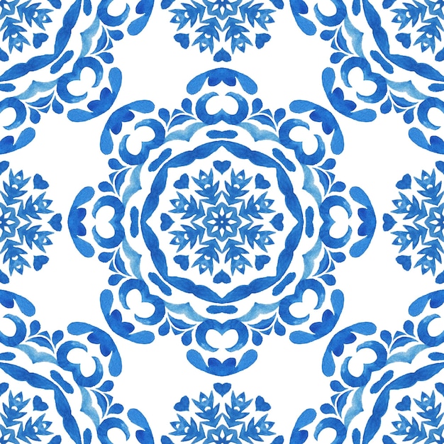 Tuile d'aquarelle abstraite dessinée à la main motif ornemental sans couture Fleur de mandala élégante pour tissu et papiers peints