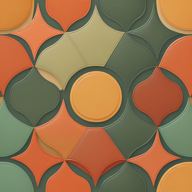 Une tuile colorée avec un cercle de cercles orange et vert.