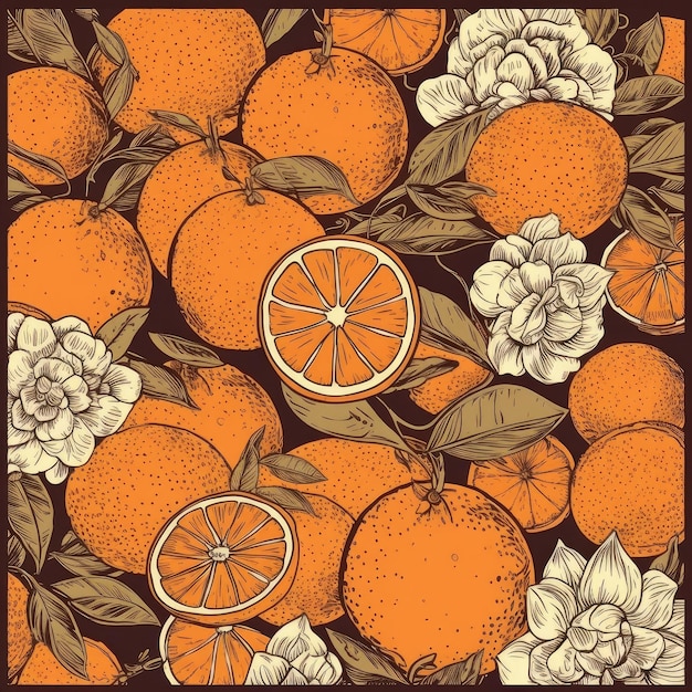 Photo tuile de vecteur de motif de fruits orange