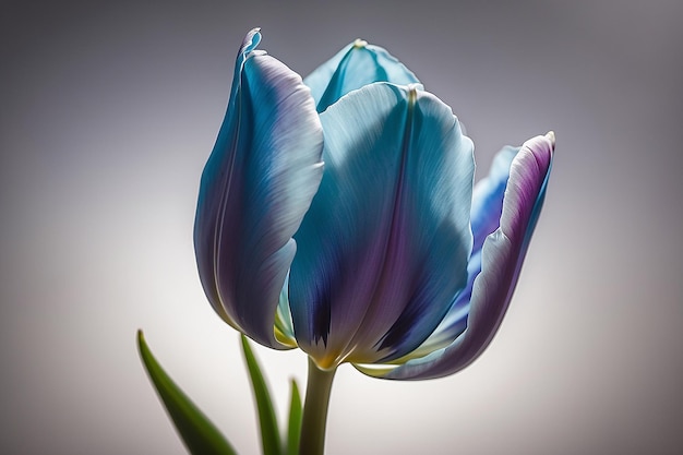 Une tulipane délicate aux pétales translucides et aux teintes fraîches