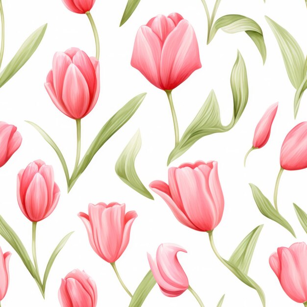 Tulipe couleur eau transparente avec motif de feuilles sur fond blanc