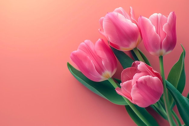 une tulipe rose avec une bande blanche sur le fond