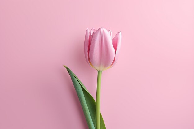 Tulipe rose sur fond rose