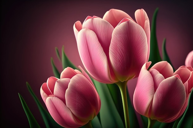 Une tulipe rose avec le mot amour dessus