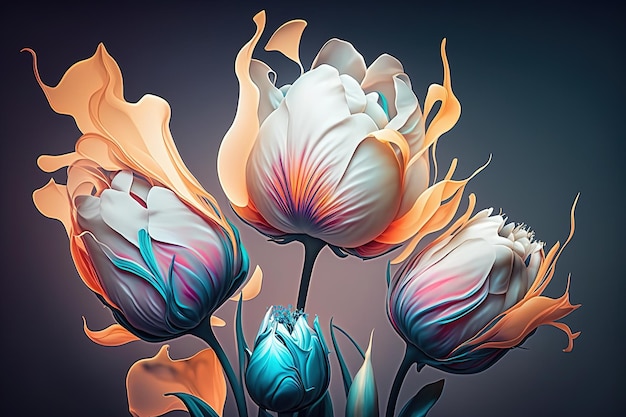 Photo tulipes abstraites fleurs artistiques luxueuses ai