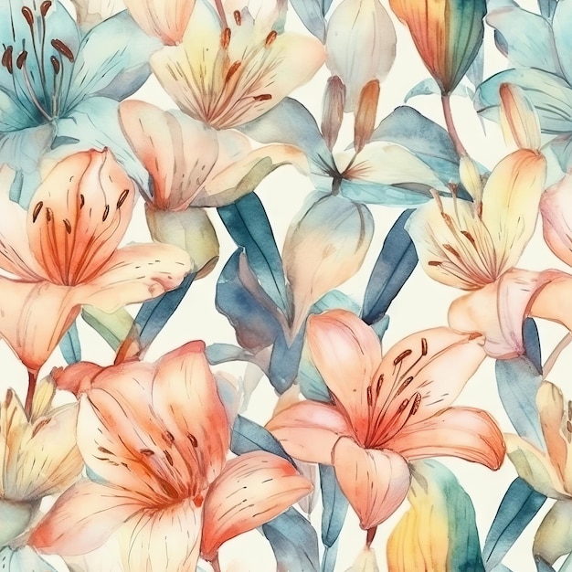 Tulipes aquarelle modèle pattern design sans soudure de fond