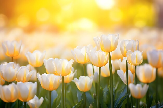 Tulipes blanches avec un fond défocalisé