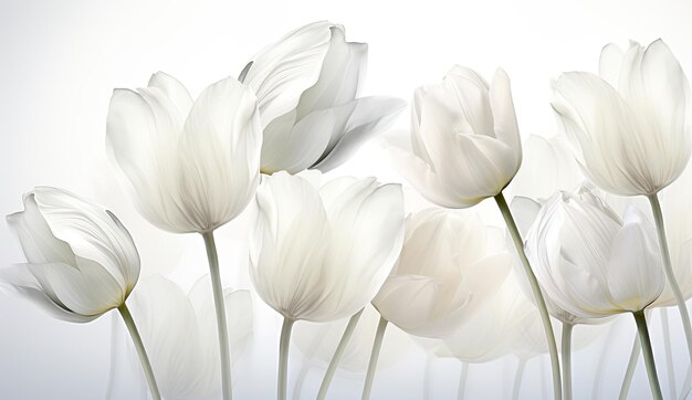 Tulipes blanches isolées sur fond blanc