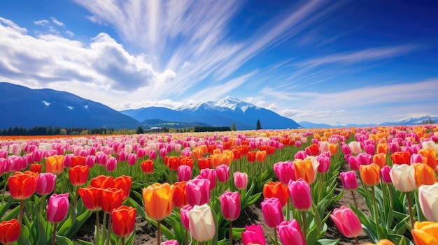 tulipes colorées dans un champ de fleurs