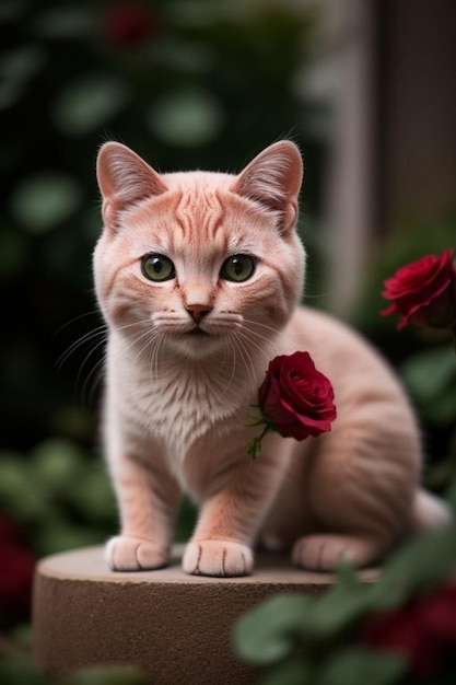 Des tulipes dans un panier de pique-nique et un chat