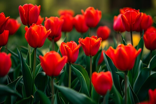 Des tulipes en fleurs à l'extérieur