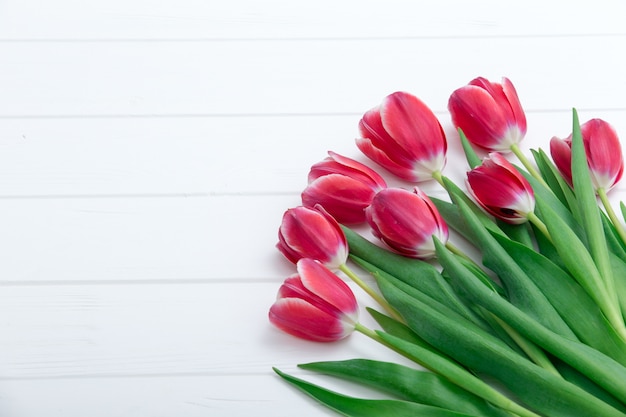 Tulipes sur fond de bois