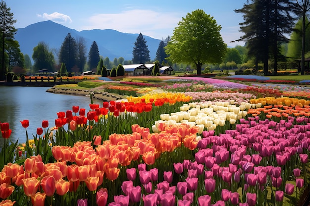 Des tulipes multicolores dans les jardins de Chiang Rai