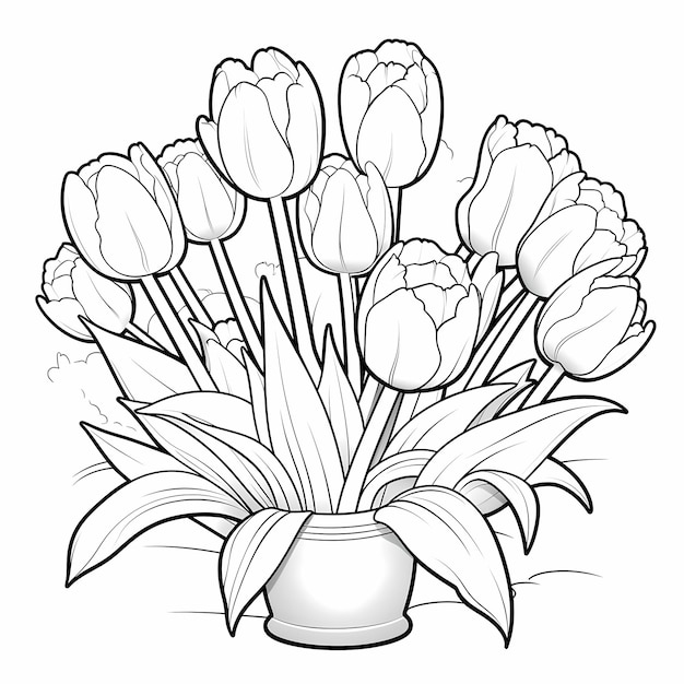 tulipes noires et blanches pour enfants coloriage de livres de dessins animés