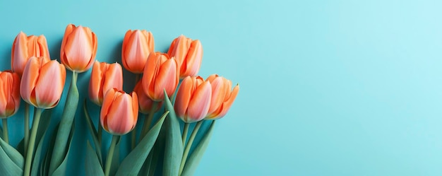 Tulipes orange sur fond bleu créées avec l'IA générative