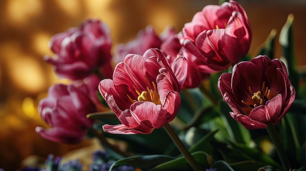 Photo des tulipes roses dans un style rustique