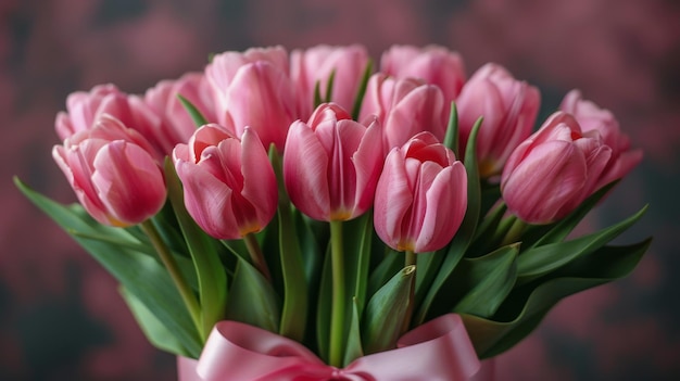 Des tulipes roses dans un vase