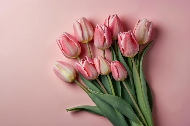 Des tulipes roses élégantes sur un fond pastel