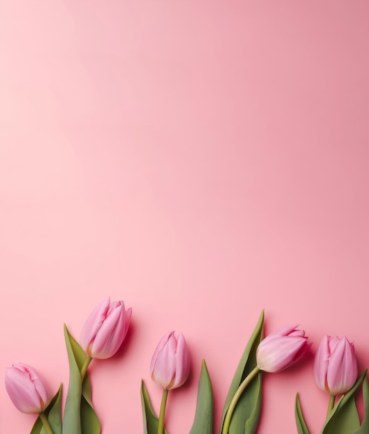 Tulipes roses sur fond rose