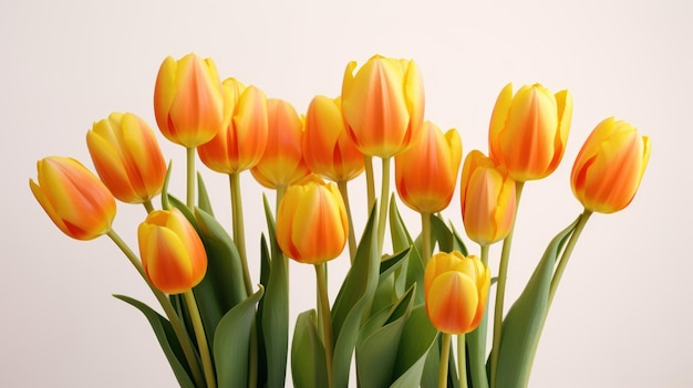 Des tulipes vibrantes sur un fond blanc