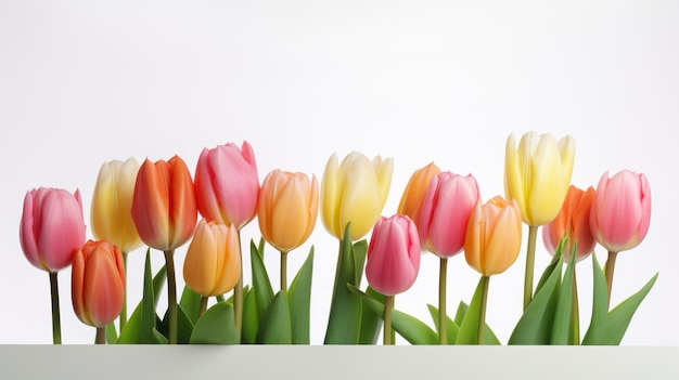 Des tulipes vibrantes sur un fond blanc