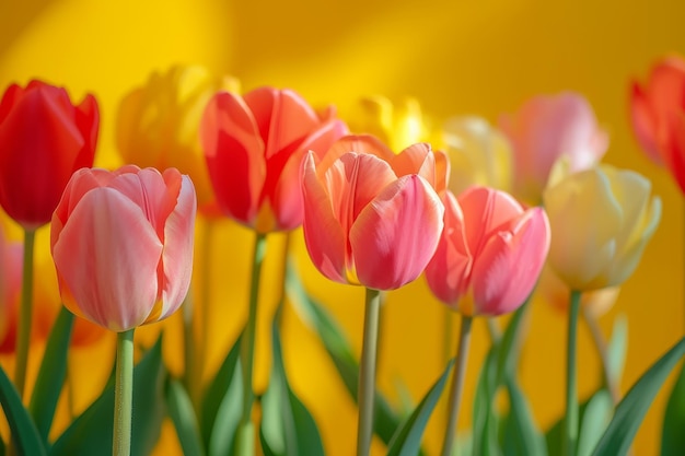 Des tulipes vibrantes par une journée ensoleillée