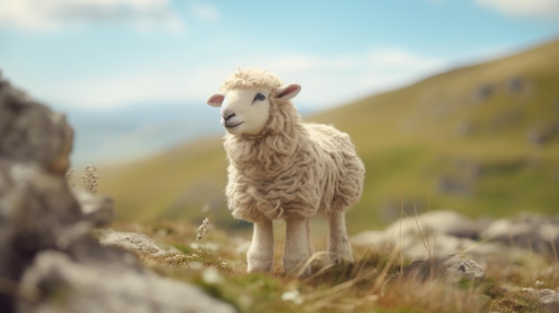 Tundra Felt Stopmotion Sheep 4k des images cinématographiques avec une profondeur de champ peu profonde