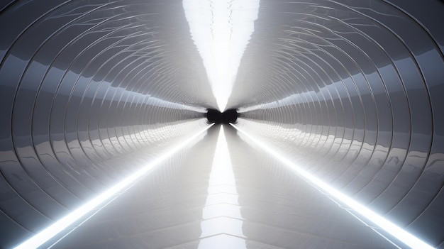 un tunnel blanc avec des lumières