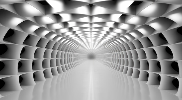 Photo un tunnel blanc avec des lumières