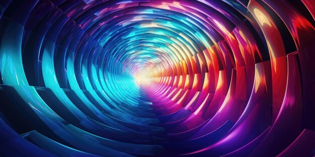 Photo un tunnel coloré avec des lumières