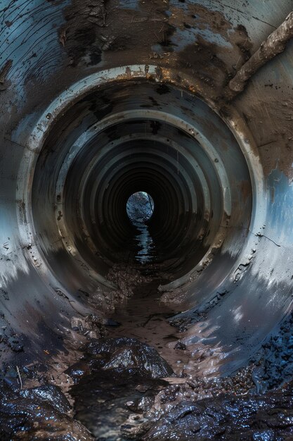 Tunnel cylindrique serein avec une lumière lointaine