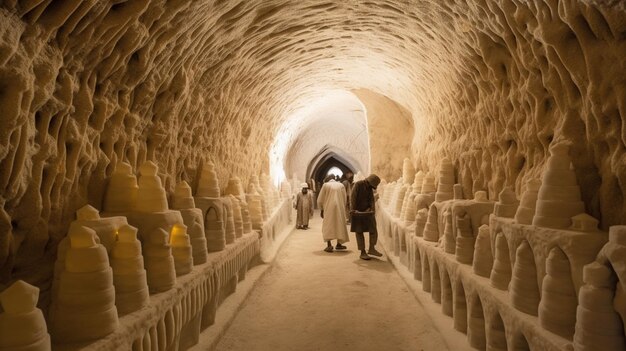 Photo un tunnel dans lequel un homme marche