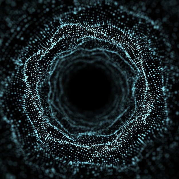 Tunnel filaire abstrait Wormhole Grille de portail 3D Entonnoir fantastique futuriste Rendu 3d