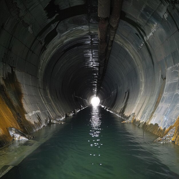 Photo un tunnel inondé et abandonné